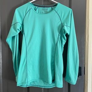 patagonia lightweight capilene baselayer crew neck aqua blue